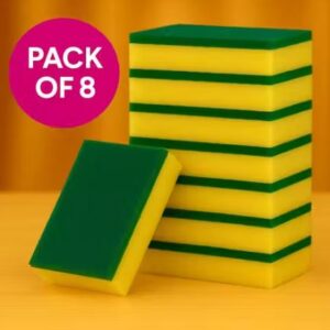 Best Sponge Scrub Pad(Pack of 8) | Heavy-Duty Kitchen Cleaning Scrubber | Long-Lasting, Non-Scratch, Super Absorbent Dishwashing Scrub Pad durable