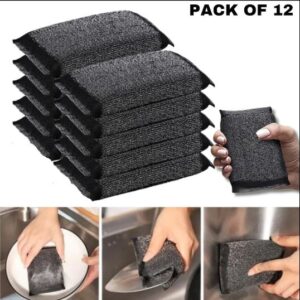 Steel Scrub Pad, (Pack of 12)Steel pad , Black Steel Pad , Juna Katha , Scrubber